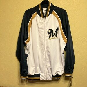 NWT MENS XL MILWAUKEE GENUINE MAJOR LEAGUE BASEBALL 2 POCKET FULL ZIP JACKET